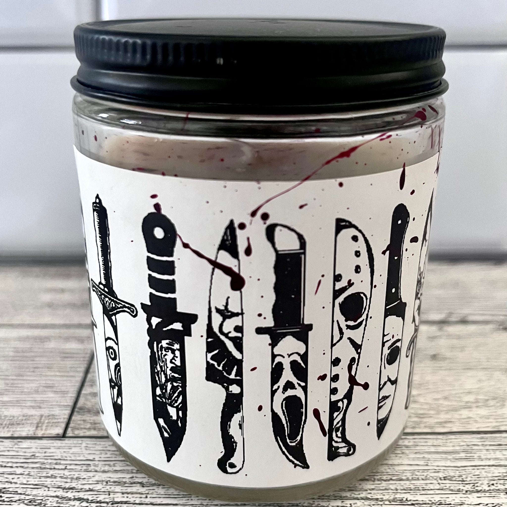 HORROR KNIFES BLOOD SPLATTER CANDLE