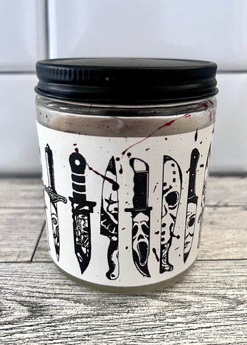 HORROR KNIFES BLOOD SPLATTER CANDLE