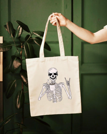 SKULL COFFEE LOVER TOTE BAG